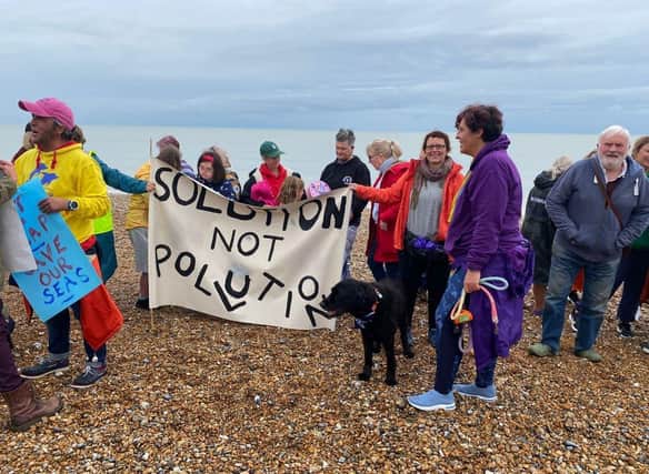 Reclaim Our Seas protest in Pevensey Bay 2-10-22 (photo from Wendy Ogden-Hill)