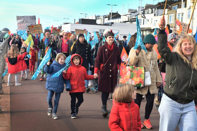 Strike march organised by the NEU, National Education Union, in Hastings on February 1 2023.