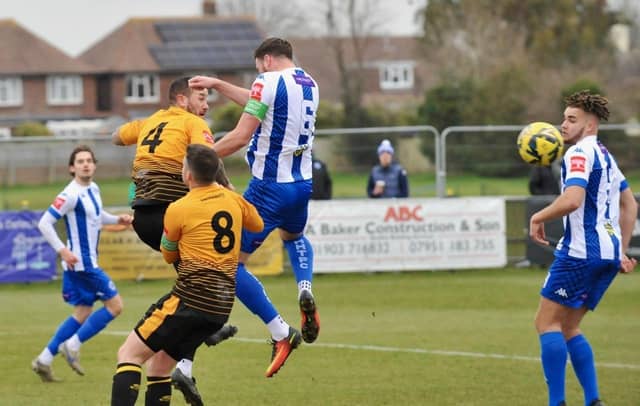 Action from Littlehampton Town's 3-2 Isthmian League win over Haywards Heath Town at The Sportsfield