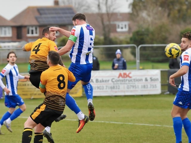 Action from Littlehampton Town's 3-2 Isthmian League win over Haywards Heath Town at The Sportsfield