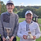 Tom Anderson Cup winner Tom Smith and Club Order of Merit and Agate Trophy winners Douglas Howell and Steve Wright