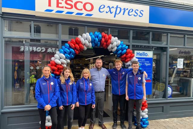Staff at Horsham's new Tesco Express store which opened in West Street this week