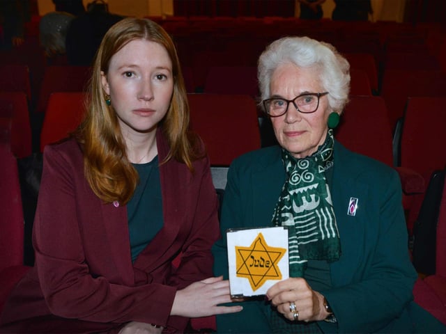 "Bridging Generations" Holocaust Memorial Day service at the White Rock Theatre in Hastings on January 24. Helena Dollimore, MP for Hastings & Rye, with Eva Clarke BEM.