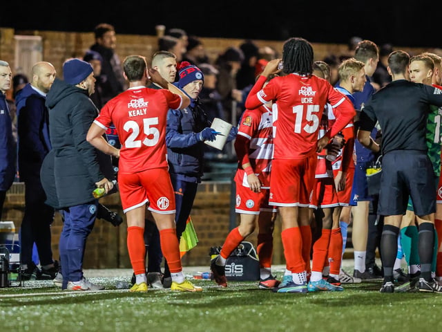 Action from Eastbourne Borough's home defeat by Torquay United in National League South