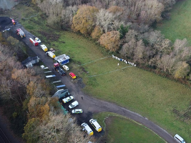 Alexandra Morgan body search, Rock Lane, Hastings. BTP searching railway line. Kent police officers and East Sussex Fire and Rescue Service searching woods and streams. Picture by Eddie Mitchell/Dan Jessup