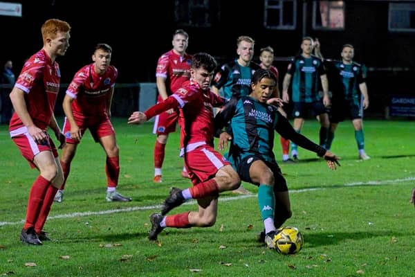 Burgess Hill and Broadbridge Heath do battle in the Sussex Senior Cup - Hill won on penalties | Picture: Chris Neal