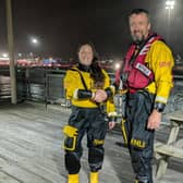 Katie with lifeboat training assessor Chris Glasspool. Photo: Newhaven RNLI