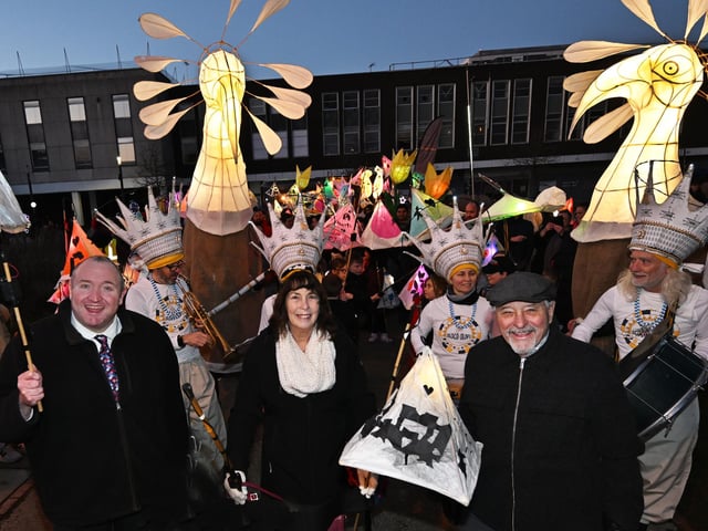 Crawley Borough Councillors Michael Jones, Chris and Sue Mullins took part in the parade