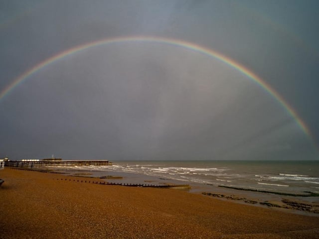Rainbow over Hastings seafront