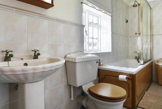 The first-floor bathroom