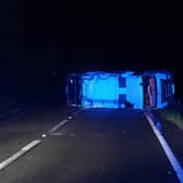 Overturned HGV on the A27 between Crossbush and Clapham. Photo: Sussex News and Pictures