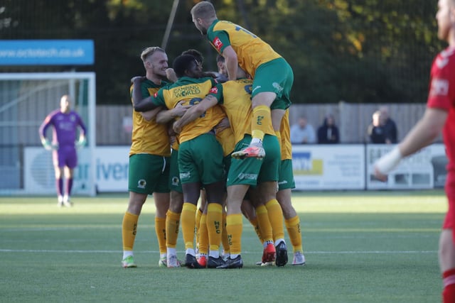 Match action from Horsham's thrilling 4-3 victory over Aveley in the FA Trophy third qualifying round