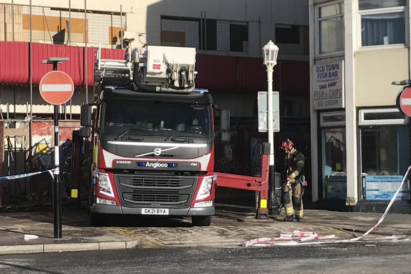 Fire crews at the scene of the fire in George Street on Thursday, January 19. Picture by Daniel Burton