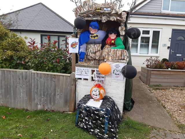 Some of the super scarecrows created for the Ferring Scarecrow Festival 2022, raising money for 1st Ferring Scouting Group. Some have pumpkins displaying a letter, five in North Ferring and nine in South Ferring. Unscramble them to enter the prize draw. Trail maps available at Brown's Natural Pet store.