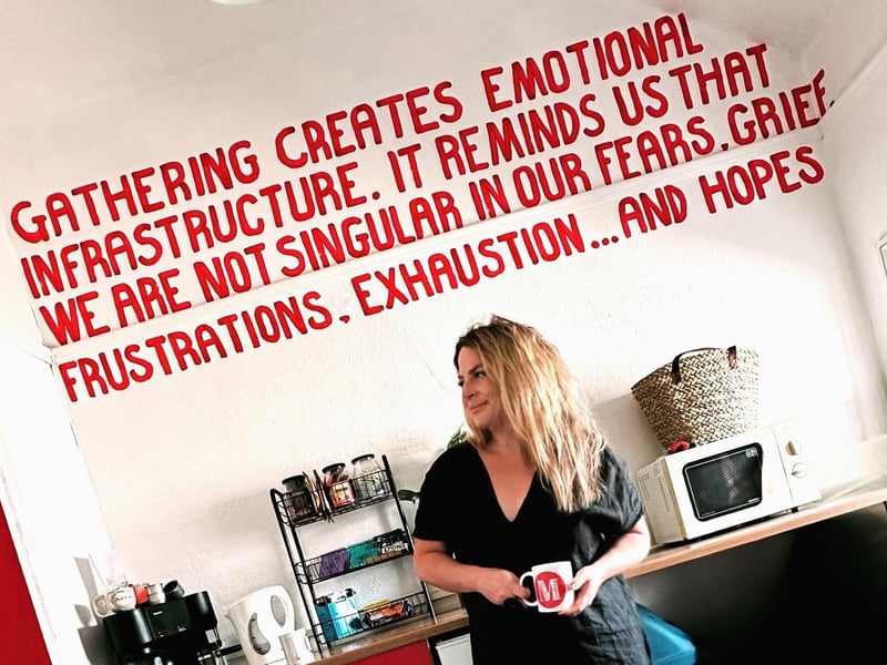 Founding director Sandy Oldaker is a conceptual artist and academic, researching a PhD in motherhood, care and reproductive politics at the University of Chichester