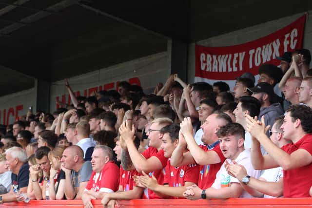 Crawley Town fans on Saturday. Some fans were vociferous in their criticism of Kevin Betsy. Pic: Cory Pickford