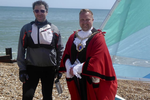 Dick Hogg, Beachmaster for the Open Day, with Hastings’ Mayor, Councillor James Bacon
