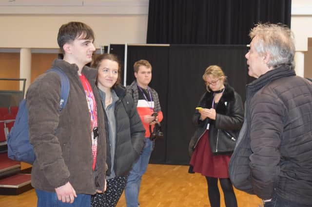 Picture shows: Collyer's students with Richard Lingard (right) after the lecture.