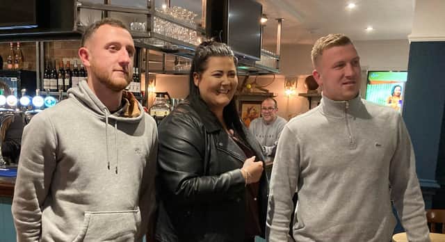 Ben Standen, Bethany Flanagan and Harry Dumville at the opening of the Ship Inn, Emsworth