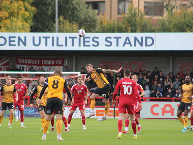 Action from Crawley Town's 2-1 win over Newport County. Picture by Cory Pickford