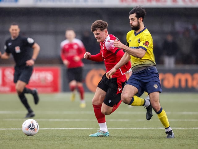 Action from Eastbourne Borough's 2-0 National League South win at home to Farnborough at Priory Lane