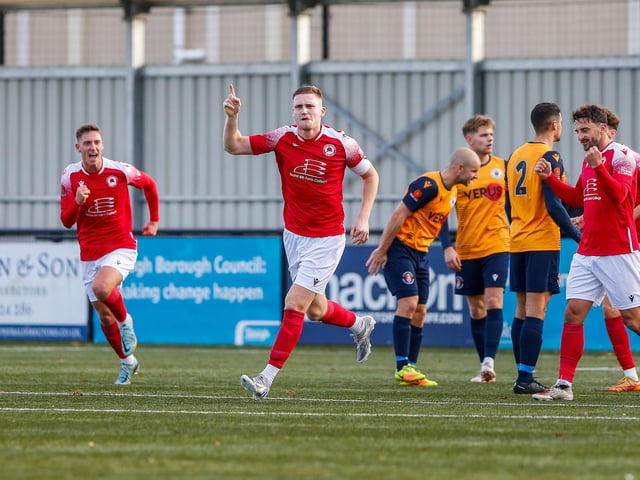 Action from Eastbourne Borough's 5-1 win at Slough Town in the National League South