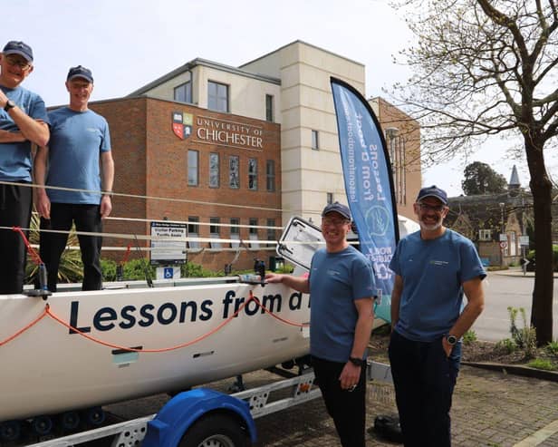 The rowing team visited the University of Chichester.
