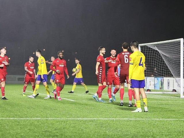 Action from Worthing FC's 4-0 win at Lancing FC in the third round of the Sussex Senior Cup