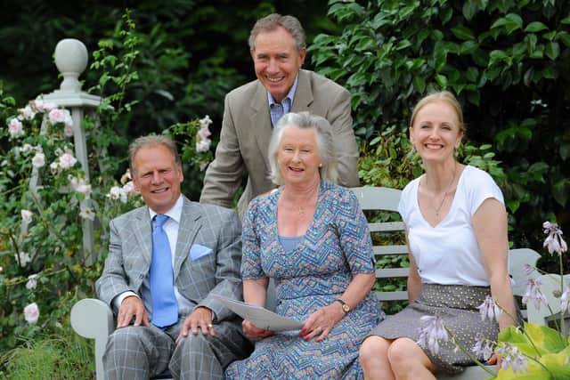 Guy Leonard was a trustee of the Mary How Trust. He is pictured here from our archive with Christopher Leaver Chairman, standing, Guy Leonard left, Lady Fiona Barttelot Patron and Roanne Moore-Loizides, Marketing and Fundraising Manager, right. Photo by Derek Martin
