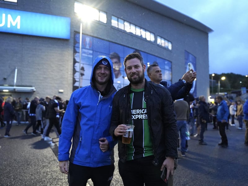 Brighton and Hove Albion fans at the Amex ahead of their first ever game in Europe. They are playing AEK Athens in the Europa League.