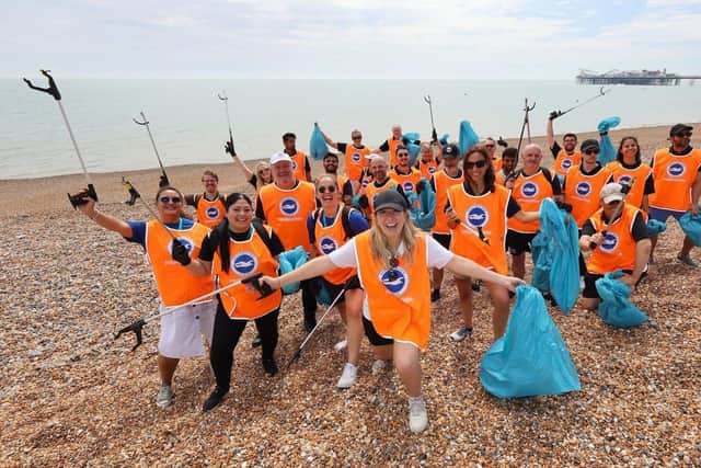 The beach clean crew filled up dozens of bags