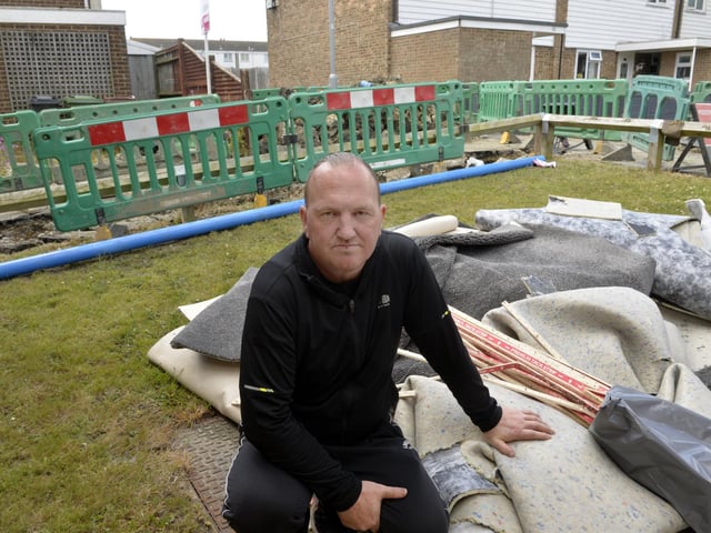 Linden Close residents flooded again due to burst water main (Pic by Jon Rigby)