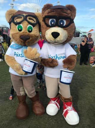 Ace and Aimee Air Bear collecting money at Airbourne 2022
