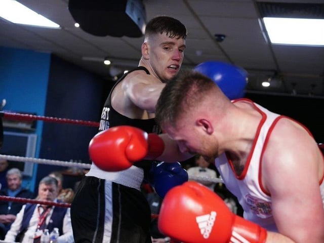 Action from Crawley's junior boxing squad at their annual blockbuster at the Goffs Park Social Club on Sunday. Picture by Max Spanner Photography