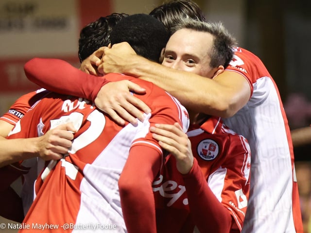 Crawley Town drew 1-1 with MK Dons at the Broadfield Stadium - here are fans, actions and goal celebrations