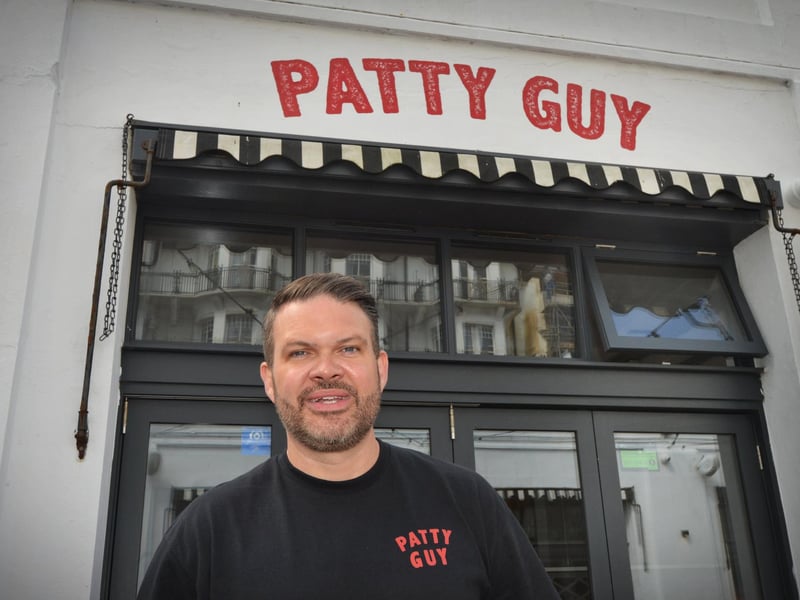 Patty Guy getting ready to open at The Courtyard in Hastings.
Pictured: Kenny Tutt, winner of MasterChef 2018, outside his new premises at The Courtyard.