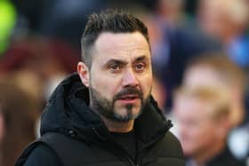 Brighton & Hove Albion head coach Roberto De Zerbi (pictured) and former Seagulls boss Graham Potter both feature on a six-man ‘shortlist’ to take over at French club OGC Nice, according to multiple sources. Picture by Charlie Crowhurst/Getty Images