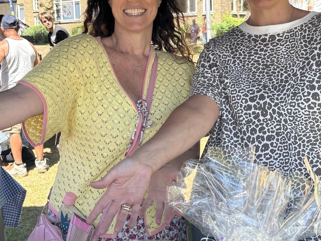 Natalia Paville and Sue Stone run the raffle