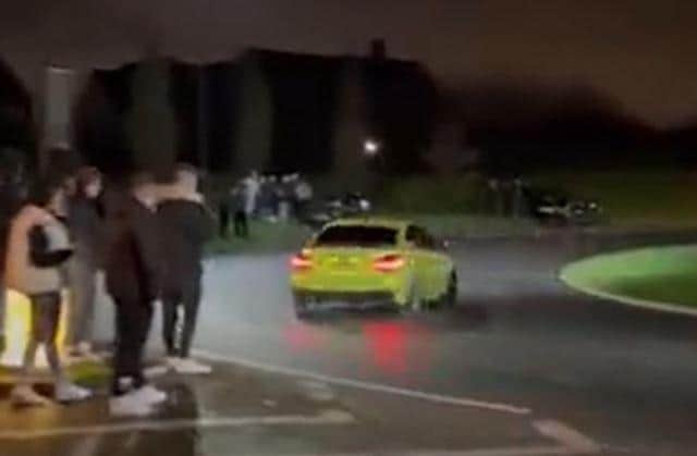 Police are appealing for information when a driver was spotted 'drifting' a BMW round Kilnwood Vale roundabout on the A264