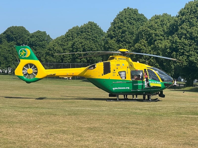 An air ambulance landed on Broadwater Green but has since departed