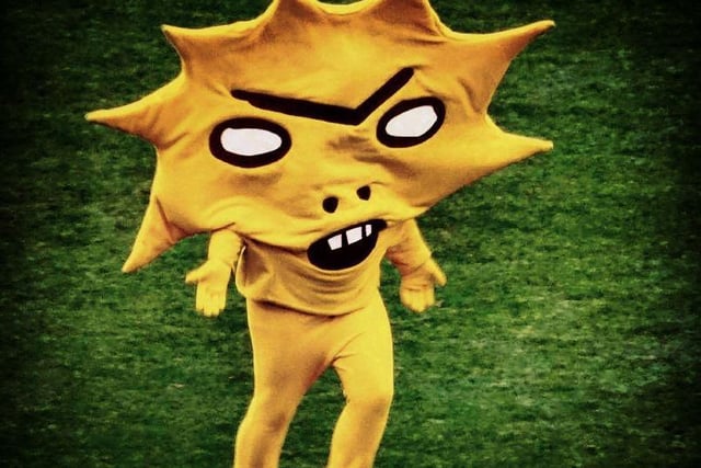 Kingsley, the mascot for Scottish Championship team Partick Thistle F.C. is certainly a mad mascot. 
Looking like the combination of a cartoon sun and Lisa Simpson, Kingsley is certainly effective in striking fear in Partick Thistle’s opponents