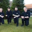 UK Power Networks’ Sussex apprentices, (left to right) Jasper Colbran, Nick Stanton, Luke Williams, Dan Hopkins, and George Larter. Photo: Nigel Bowles