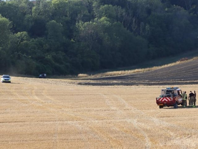 Firefighters successfully extinguished a fire in a field at Upwaltham, close to the A285. Photo: Jack Chiverton