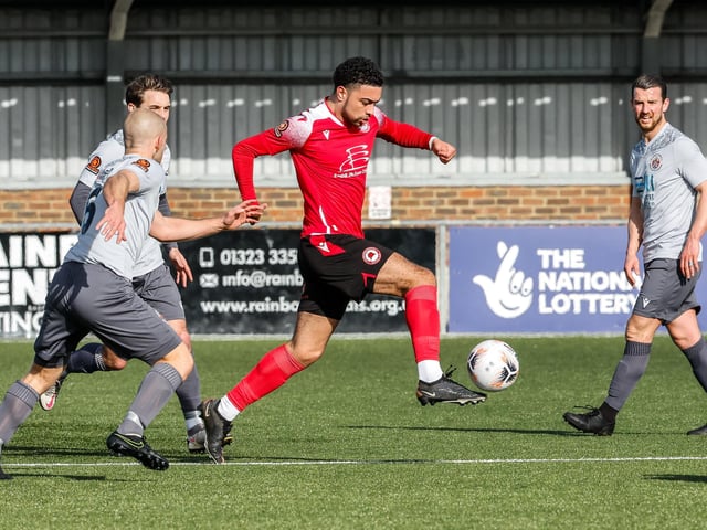 Action from Eastbourne Borough's 2-0 Ntional League South win against Slough Town at Priory Lane