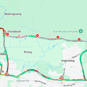 A27 closure on AA Traffic News