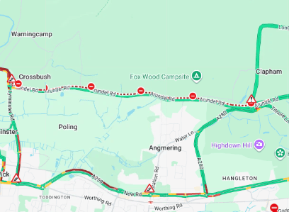 A27 closure on AA Traffic News
