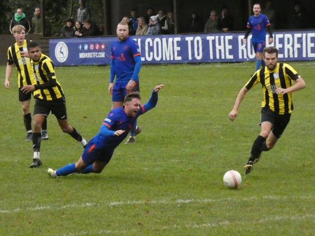 Action from Eastbourne United v Bexhill United, Steyning v Horsham YMCA and Midhurst v Loxwood in the SCFL