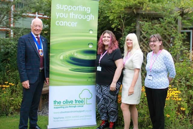 Councillor David Skipp with Charlotte Hawkins, Sheri Werner and Olive Tree Cancer Support group volunteer Carol Murdock.
