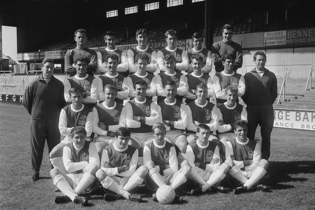 Brighton & Hove Albion line-up ahead of the 1964/65 season. It was a season to remember with the lads winning the Division Four title and scoring a whopping 102 goals on their way to glory.
