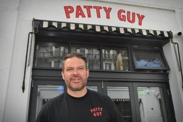 Kenny Tutt outside his new restaurant Patty Guy